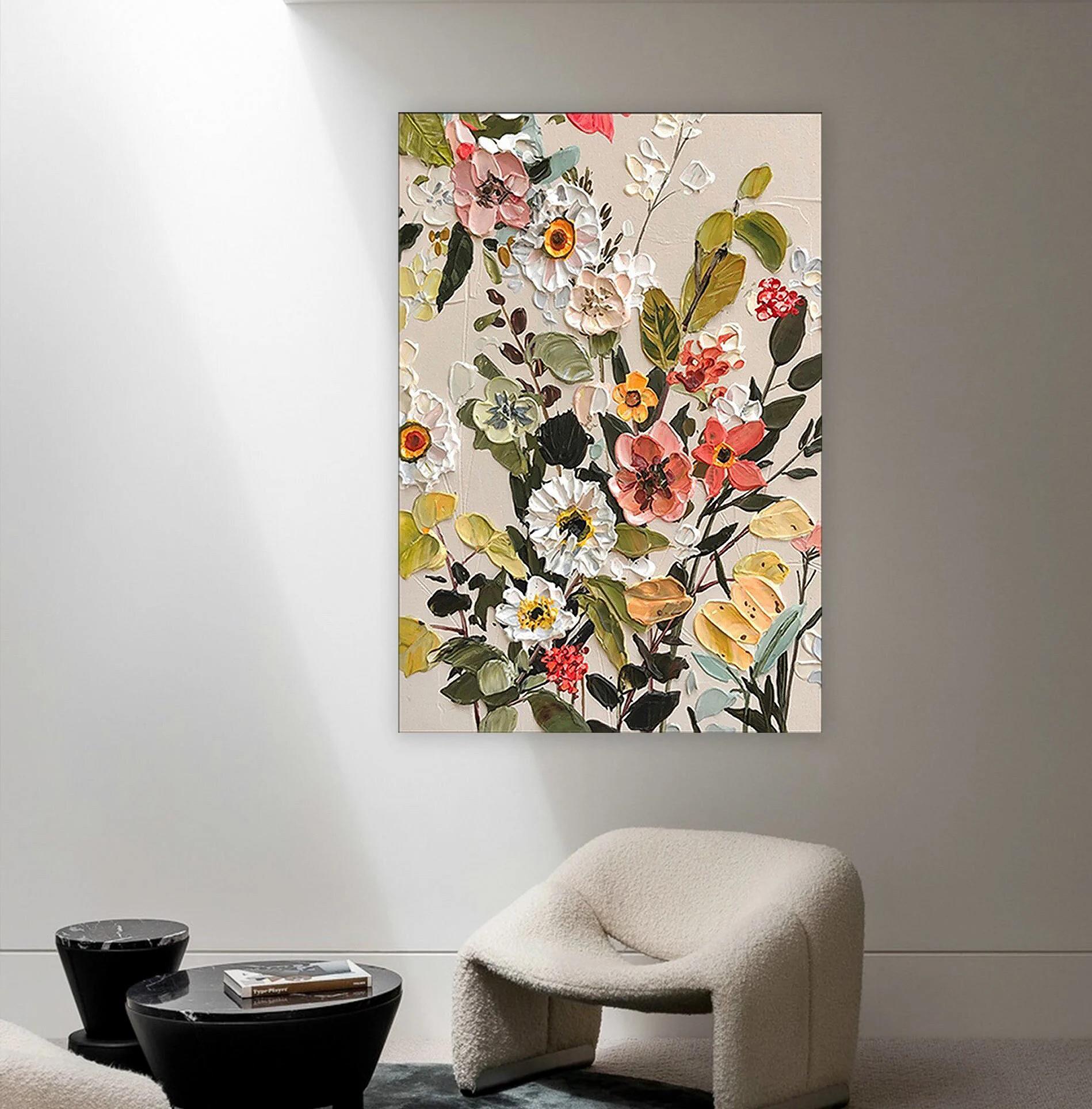 Decoración de pared Flor floreciente abstracta de Palette Knife Pintura al óleo